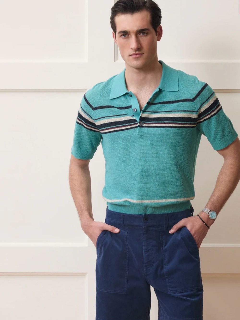 Todd Snyder CLEMENTE SWEATER POLO in color Blue Ridge